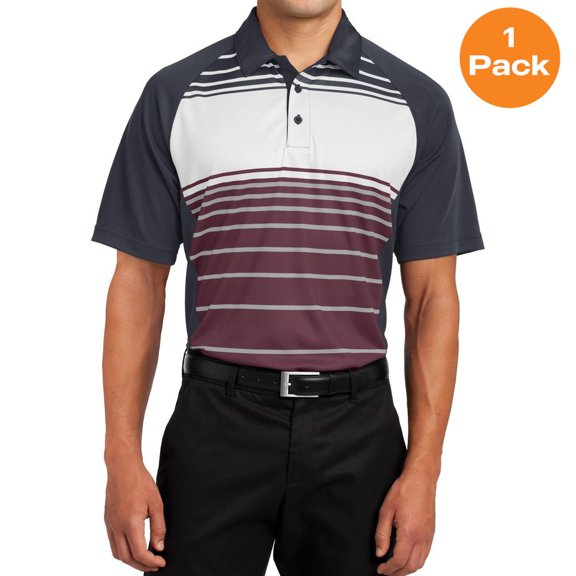 Sport-Tek ST600 Dry Zone Sublimated Stripe Polo, Maroon, XS, Mens Polo Shirts