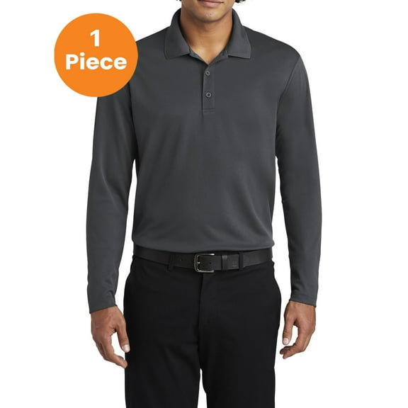 Sport-Tek ST640LS PosiCharge RacerMesh Long Sleeve Polo, Graphite Grey, 4XL, Mens Polo Shirts