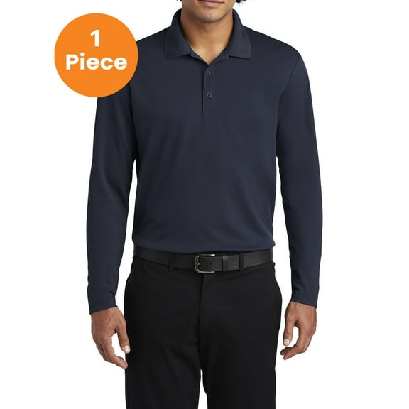 Sport-Tek ST640LS PosiCharge RacerMesh Long Sleeve Polo, True Navy, 4XL, Mens Polo Shirts