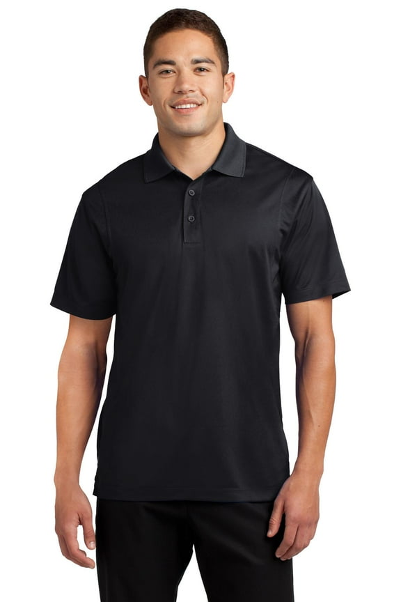 ST650 Mens Micropique Sport-Wick Polo T-Shirt, Black - Extra Small