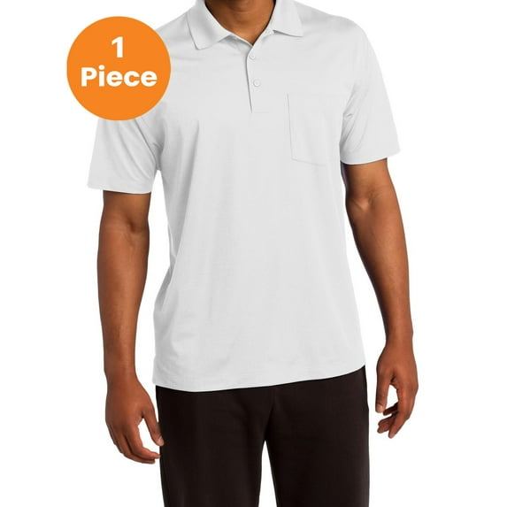 Sport-Tek ST651 Micropique Sport-Wick Pocket Polo, White, 3XL, Mens Polo Shirts