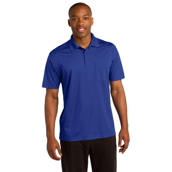 Sport-Tek ST651 Micropique Sport-Wick Pocket Polo, White, 4XL