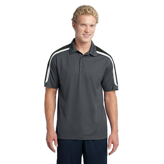 Sport-Tek ST658 Tricolor Shoulder Micropique Sport-Wick Polo, Mens Polo Shirts