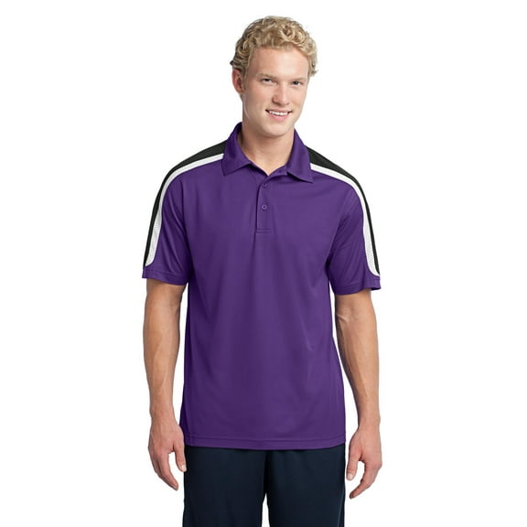 Sport-Tek ST658 Tricolor Shoulder Micropique Sport-Wick Polo, Mens Polo Shirts
