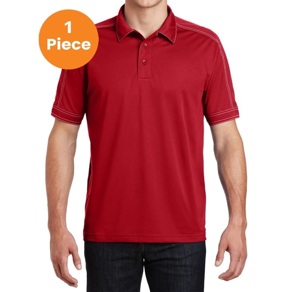 Sport-Tek ST659 Contrast Stitch Micropique Sport-Wick Polo, True Red, L, Mens Polo Shirts