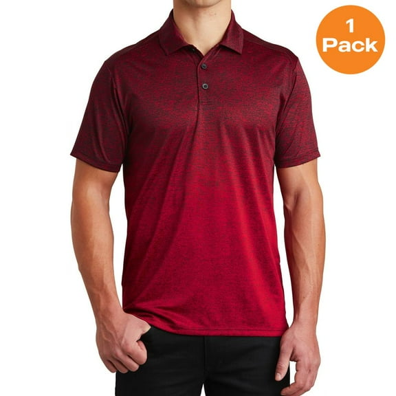 Sport-Tek ST671 Ombre Heather Polo , Deep Red/ Black, XL, Mens Polo Shirts