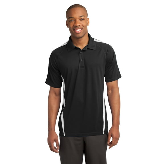 Sport-Tek ST685 PosiCharge Micro-Mesh Colorblock Polo, Black/ White, XL