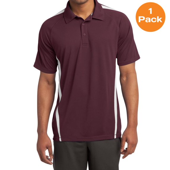 Sport-Tek ST685 PosiCharge Micro-Mesh Colorblock Polo, Maroon/ White, 2XL, Mens Polo Shirts