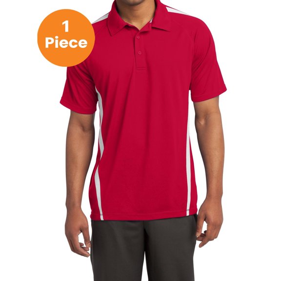 Sport-Tek ST685 PosiCharge Micro-Mesh Colorblock Polo, True Red/ White, 2XL, Mens Polo Shirts