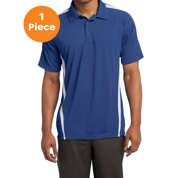 Sport-Tek ST685 PosiCharge Micro-Mesh Colorblock Polo, True Royal/ White, L, Mens Polo Shirts