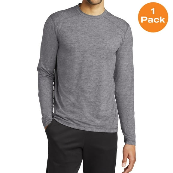 Sport-Tek ST710 Exchange 1.5 Long Sleeve Crew Tee, Grey Heather, M, Mens Clothing, Mens Workout Clothing