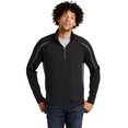 thumbnail image 1 of Sport-Tek ST851 Sport-Wick Stretch 1/2-Zip Colorblock Pullover, Black/ Charcoal Grey, XS, 1 of 1