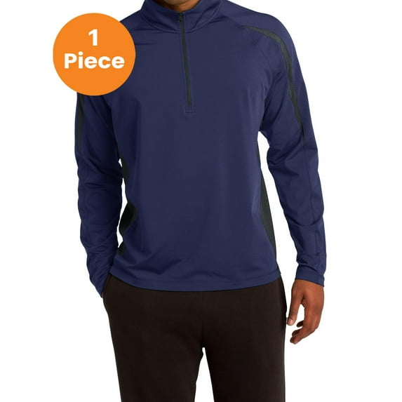 Sport-Tek ST851 Sport-Wick Stretch 1/2-Zip Colorblock Pullover, True Navy/ Charcoal Grey, L, Mens Pullover Hoodies and Sweatshirts