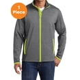 thumbnail image 1 of Sport-Tek ST853 Sport-Wick Stretch Contrast Full-Zip Jacket , Charcoal Grey Heather/ Charge Green, 4XL, Big and Tall Coats and Jackets, 1 of 1
