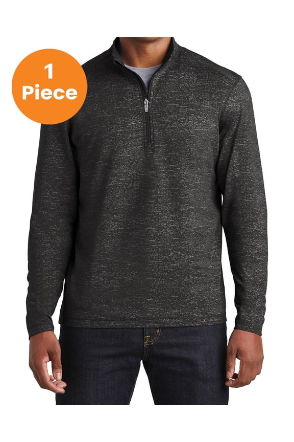 ST855 Sport-Wick Stretch Reflective Heather 1/2-Zip Pullover, Black, 2XL, Plus Size Activewear