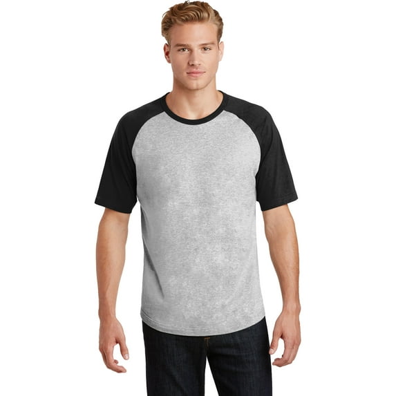 Sport-Tek Short Sleeve Colorblock Raglan Jersey T201 - Heather Grey/ Black - S