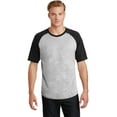 thumbnail image 1 of Sport-Tek Short Sleeve Colorblock Raglan Jersey T201 Heather Grey/ Black XL, 1 of 2