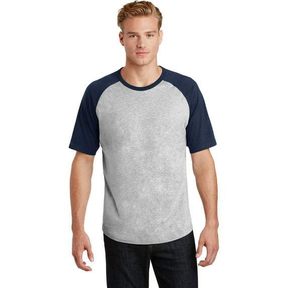 Sport-Tek Short Sleeve Colorblock Raglan Jersey T201 Heather Grey/ Navy S