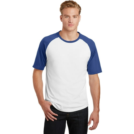 Sport-Tek Short Sleeve Colorblock Raglan Jersey T201 - White/ Royal - 3XL