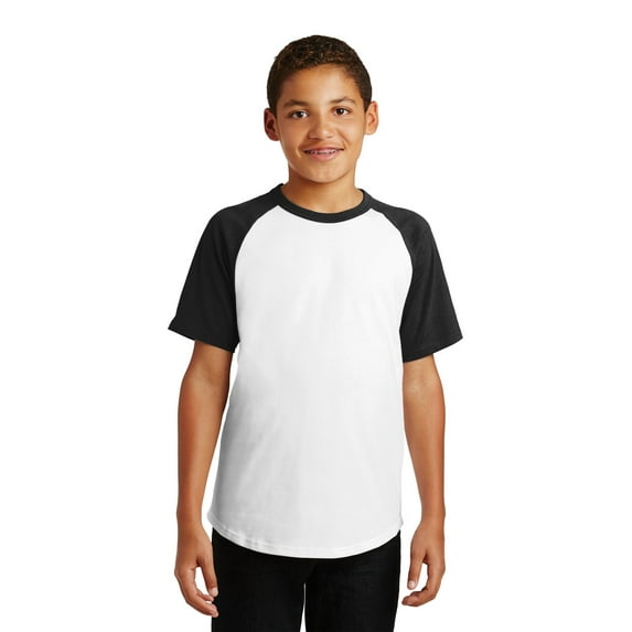 Sport-Tek Short Sleeve Raglan Jersey (YT201) White/Black, M