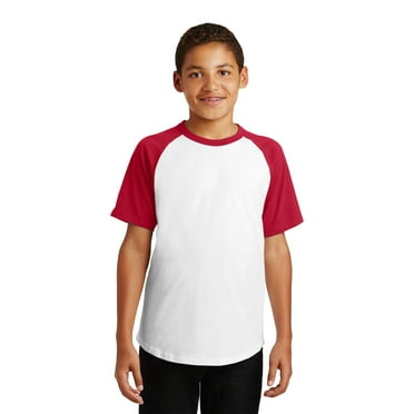 Sport-Tek Short Sleeve Raglan Jersey (YT201) White/Red, XS