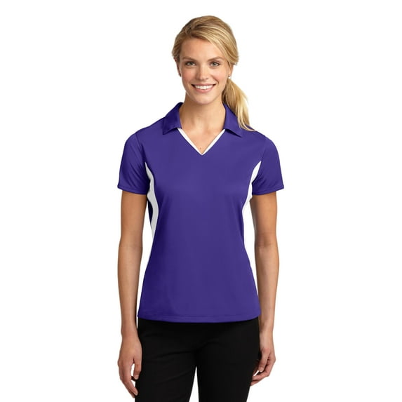 Sport-Tek Side Blocked Micropique Polo (LST655) Purple/White, 2XL