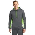 thumbnail image 1 of Sport-Tek Sport Wick Fleece Colorblock Hooded Pullover-XS (Dark Smoke Grey/ Lime Shock), 1 of 6