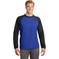 thumbnail image 1 of Sport-Tek Sport Wick Raglan Colorblock Fleece Crewneck-4XL (True Royal/ Black), 1 of 6