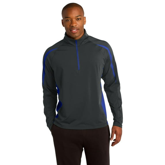 Sport-Tek Sport-Wick Stretch 1/2-Zip Colorblock Pullover. ST851