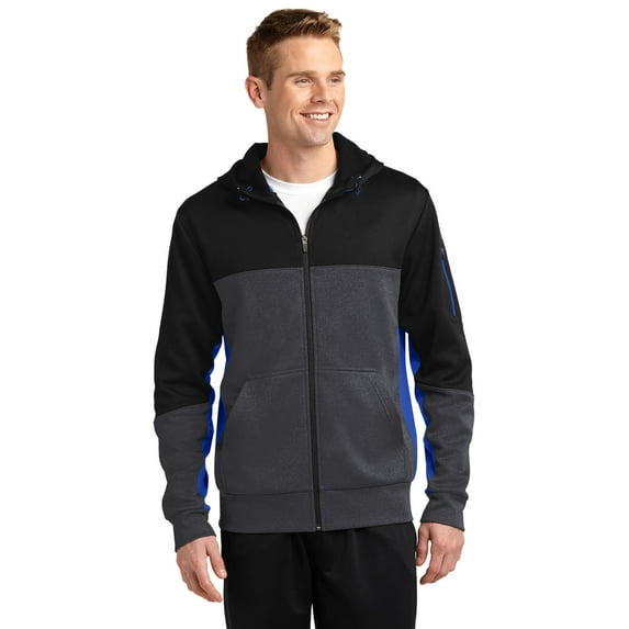 Sport-Tek St245 Tech Fleece Colorblock Full-Zip Hooded Jacket