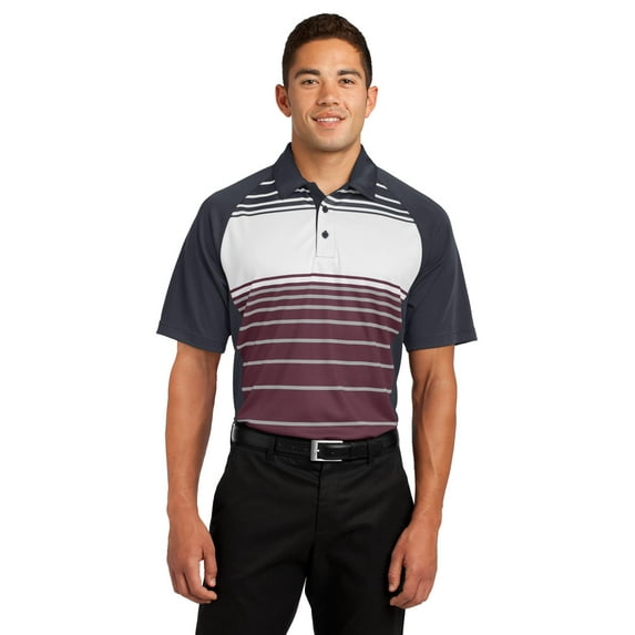 Sport-Tek ST600 Dry Zone Sublimated Stripe Polo, Maroon, M