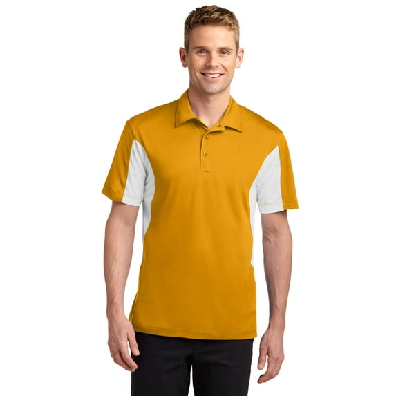 Sport-Tek ST655 Side Blocked Micropique Sport-Wick Polo, Gold/White, 6XL