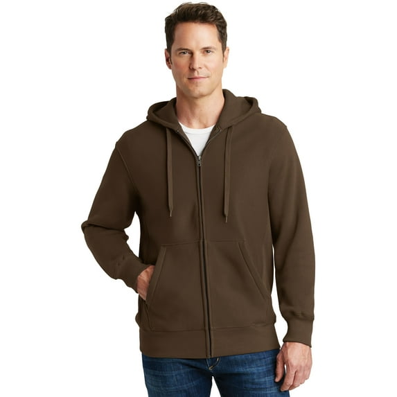 Sport-Tek Super Heavyweight Full Zip Hooded Sweatshirt-XL (Brown)