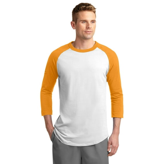 Sport-Tek T200 Mens Colorblock Raglan Jersey - White/Gold - Small