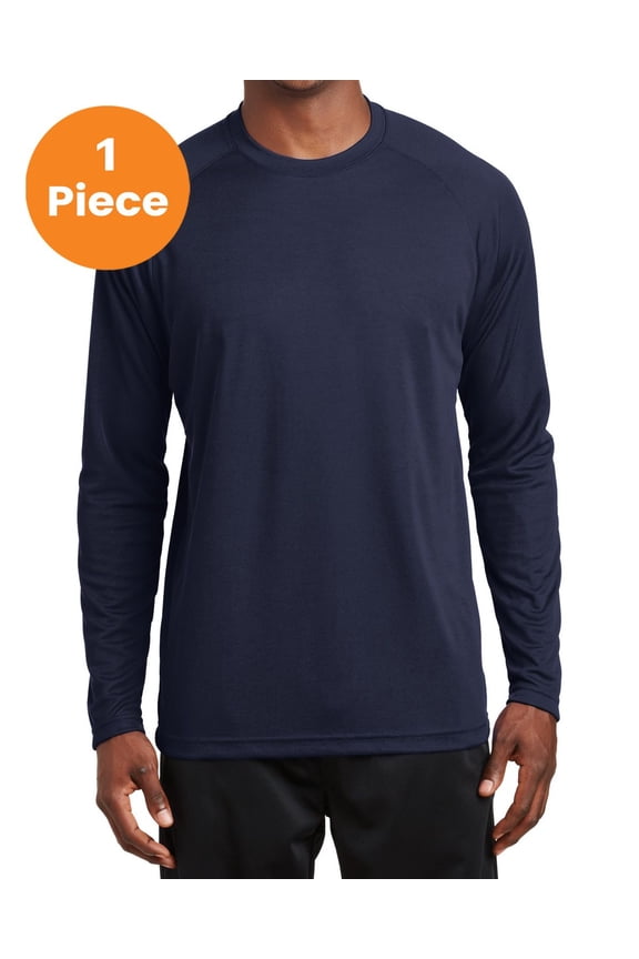 T473LS Dry Zone Long Sleeve Raglan T-Shirt , True Navy, 3XL, Mens Clothing, Mens Workout Clothing