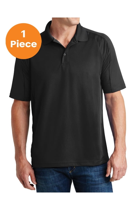 T474 Dri-Mesh Pro Polo, Black, L, Mens Workout Shirts