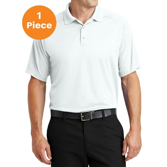 Sport-Tek T475 Dry Zone Raglan Polo, White, 4XL, Mens Polo Shirts