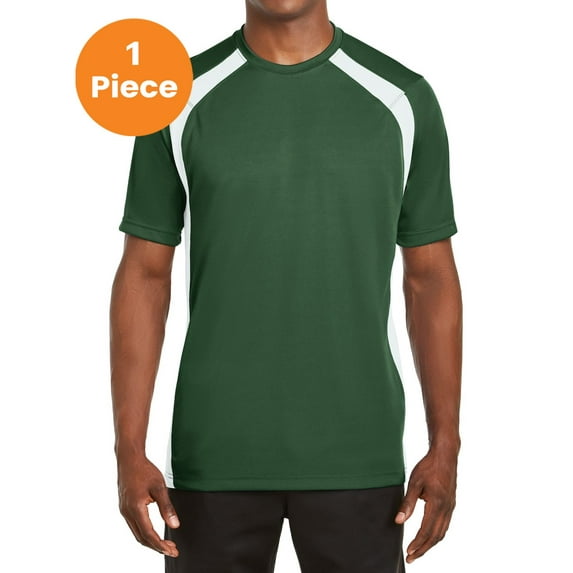 Sport-Tek T478 Dry Zone Colorblock Crew, Forest Green/White, 4XL, Big and Tall, Big and Tall Shirts