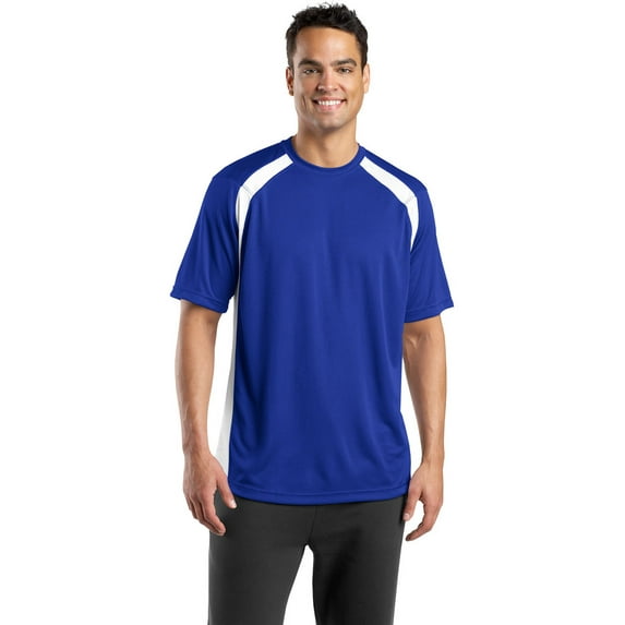 Sport-Tek T478 Mens Dry Zone Colorblock Crew - True Royal/White - Medium