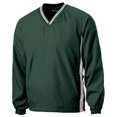 thumbnail image 1 of Sport-Tek TJST62 Mens Tipped V-Neck Raglan Wind Shirt, Forest Green & White - Large Tall, 1 of 3