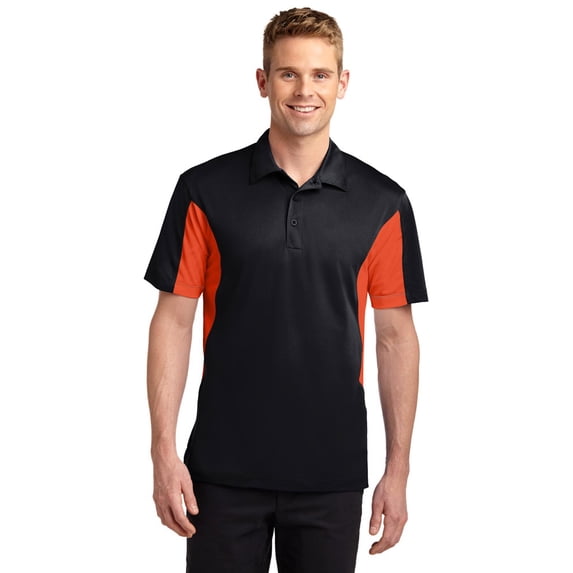 Sport-Tek TST655 Tall Men's Micropique Sport-Wick Polo Shirt - Black/ Deep Orange - X-Large Tall