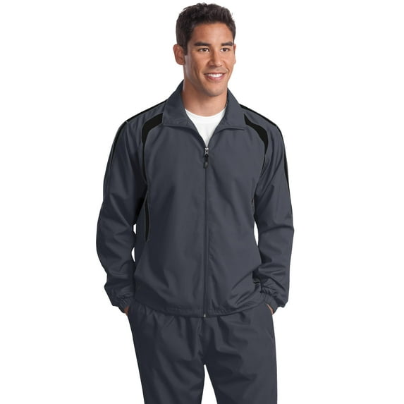 Sport-Tek Tall Colorblock Raglan Jacket-LT (Graphite Grey/ Black)