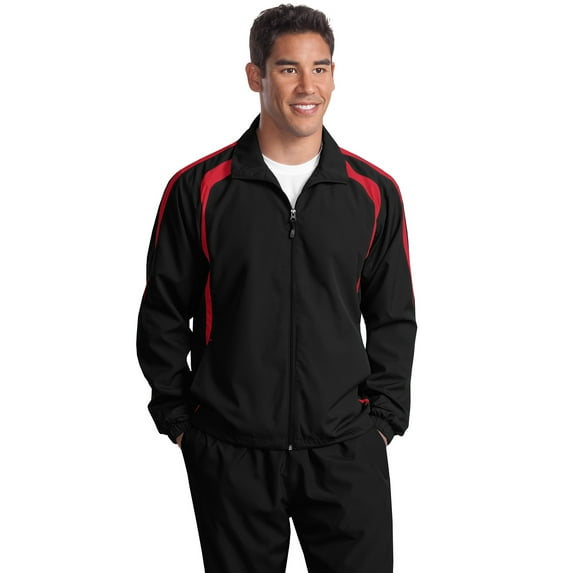 Sport-Tek Tall Colorblock Raglan Jacket-XLT (Black/ True Red)