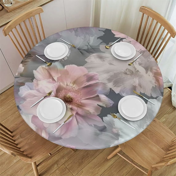 Orinice Flowers Round Table Cover Stain Resistant Washable Indoor Outdoor Tablecloth Kitchen Dining Wedding Parties 100% Polyester Fiber 31-35