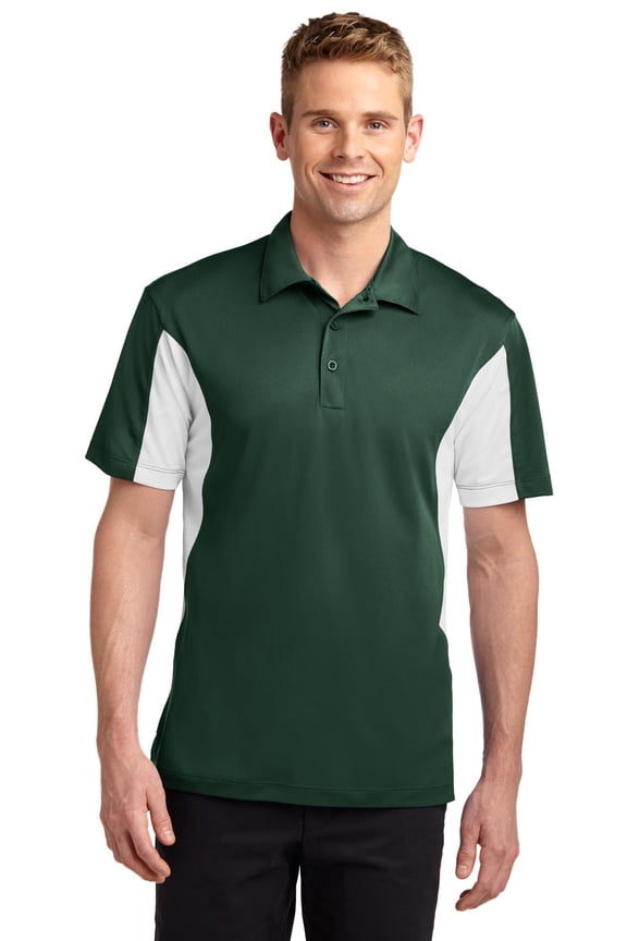 Tall Side Blocked Micropique Polo (TST655) Forest Green/White, 4XLT