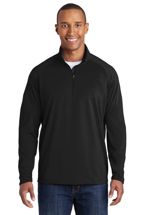 Tall Sport Wick Stretch 1/2 Zip Pullover-4XLT (Black)
