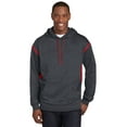 thumbnail image 1 of Sport-Tek Tall Tech Fleece Colorblock  Hooded Sweatshirt-XLT (Graphite Heather/ True Red), 1 of 6