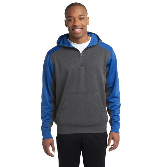 Sport-Tek Tech Fleece Colorblock 1/4-Zip Hooded Sweatshirt. ST249