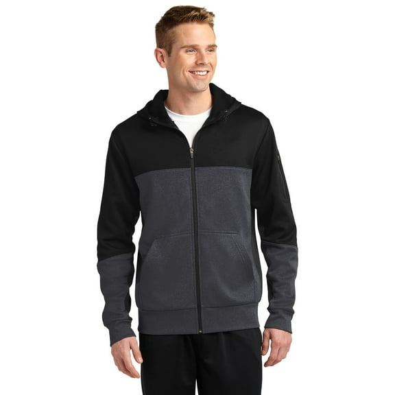 Sport-Tek Tech Fleece Colorblock Full-Zip Hooded Jacket. ST245