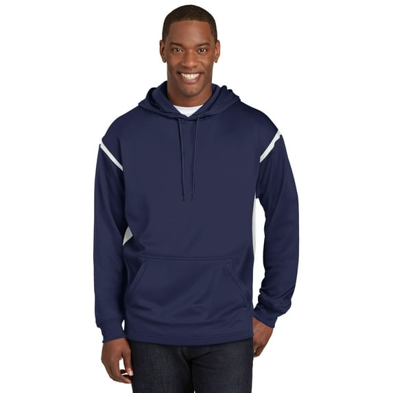 Sport-Tek Tech Fleece Colorblock Hooded Sweatshirt-L (True Navy/White)